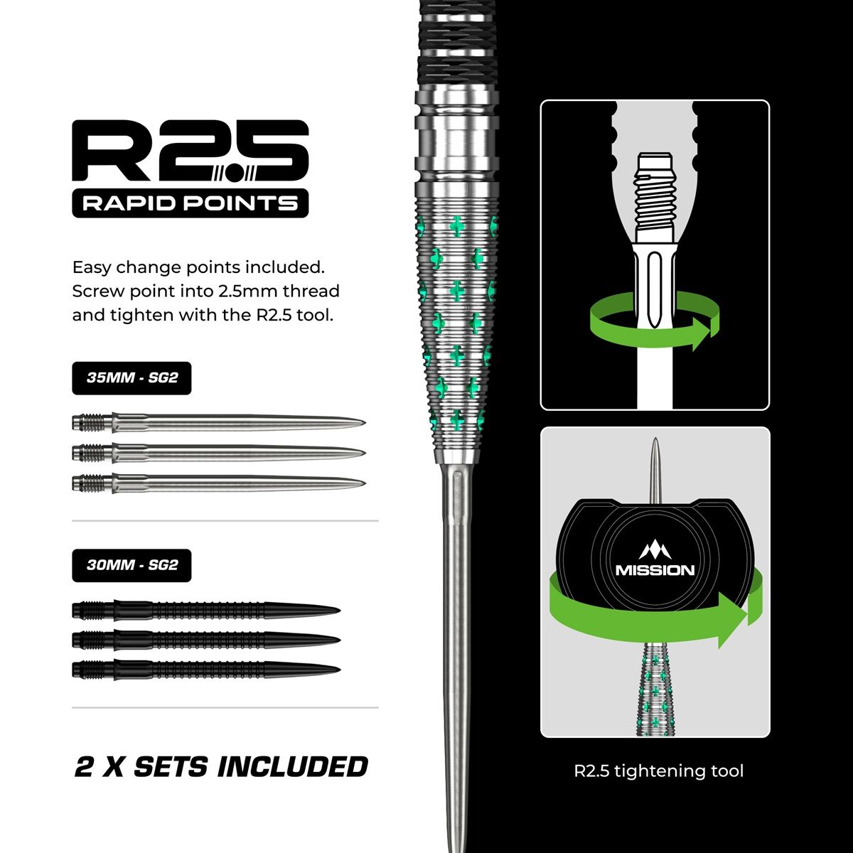 Mission Mantis RP 95% Steeldarts 22/24 Gramm Steeldarts