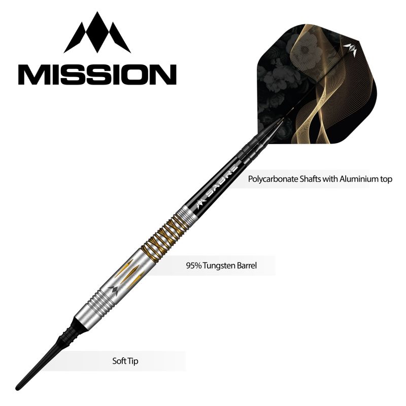 Mission Almudeno Fajardo Ayuso 95% Gold PVD Milled Silver Softdarts 18 Gramm Softdarts