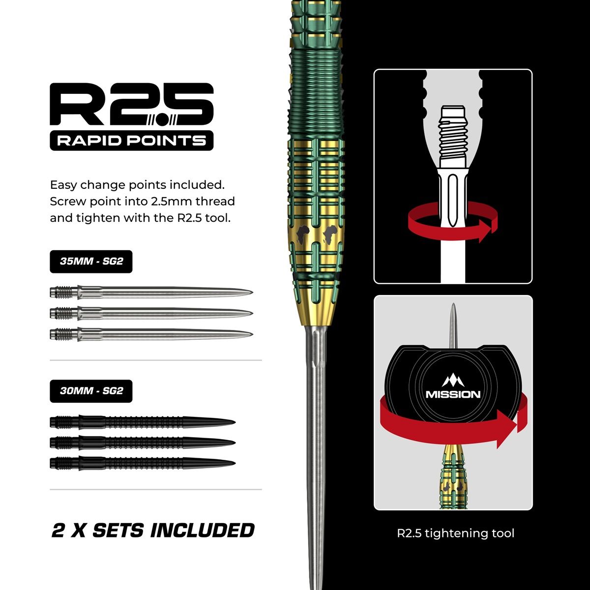 Mission Devon Petersen RP 95% Steeldarts 22/24 Gramm Steeldarts