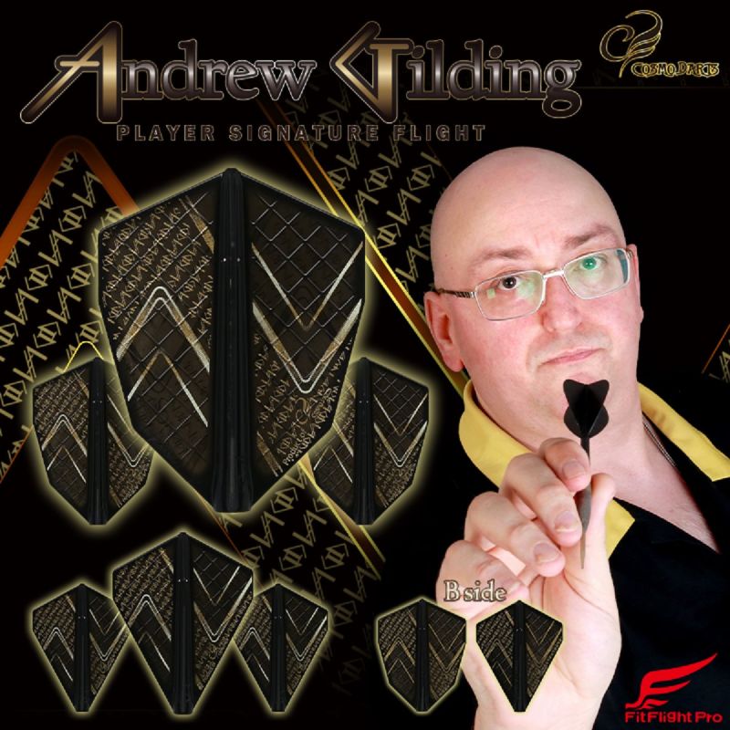 Cosmo Darts Fit Flights Pro Andrew Gilding Goldfinger Schwarz V-4 Flights