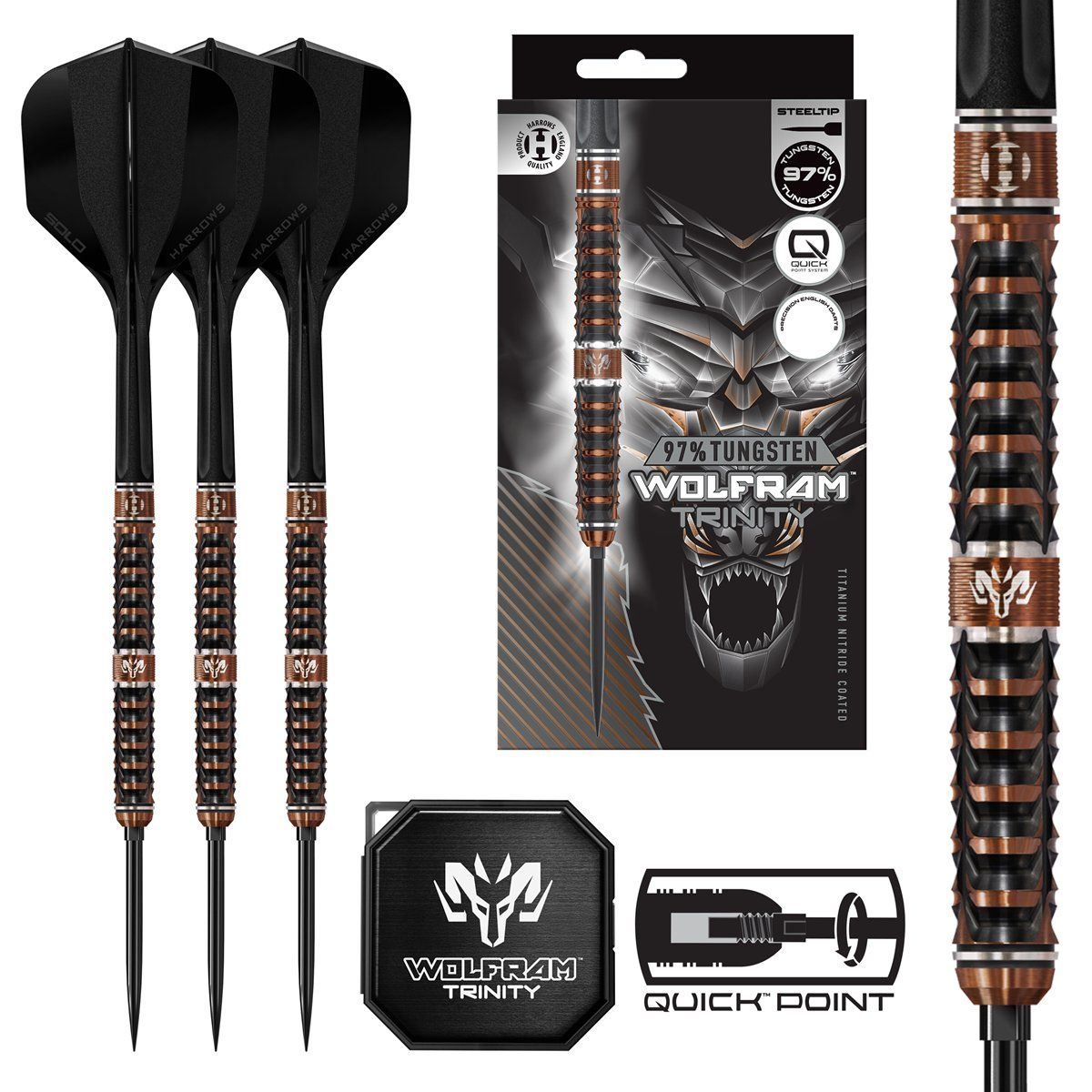 Harrows Wolfram Trinity QP 97% Steeldarts 21/22/23/24/25/26 Gramm Steeldarts
