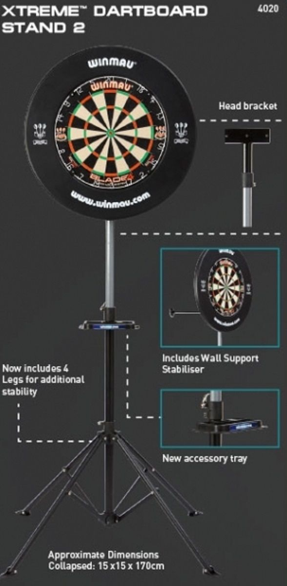Dartboardständer - WINMAU "Xtreme 2", passend für alle Dartboards, Dartscheibe Ständer