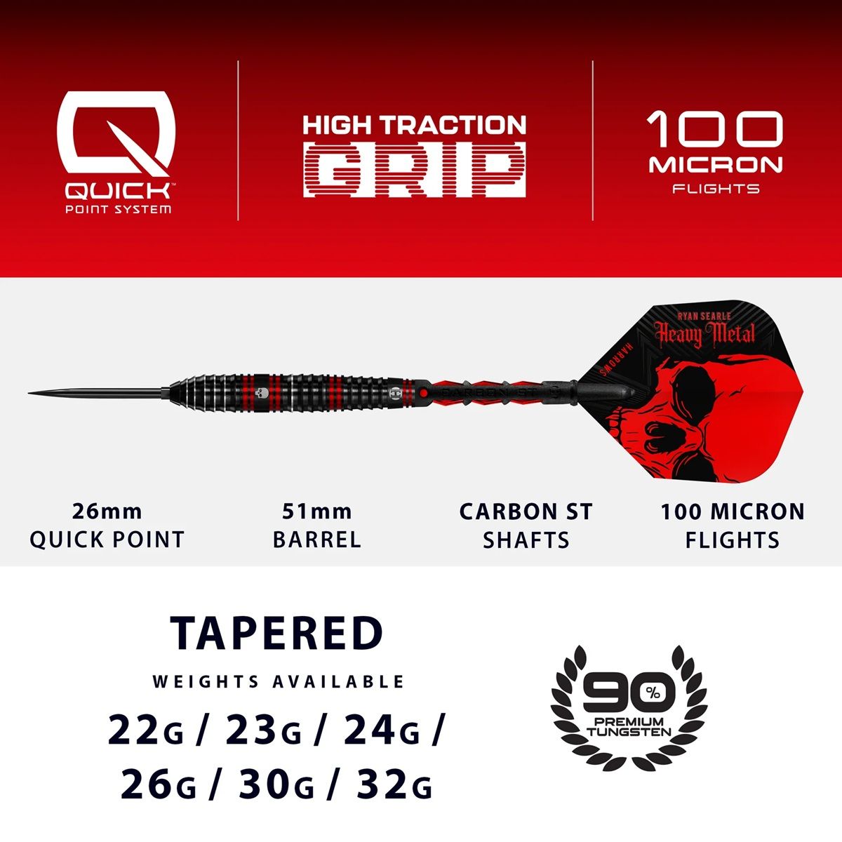 Harrows Ryan Searle Quick Point 90% Steeldarts 22/23/24/26/30/32 Gramm Steeldarts