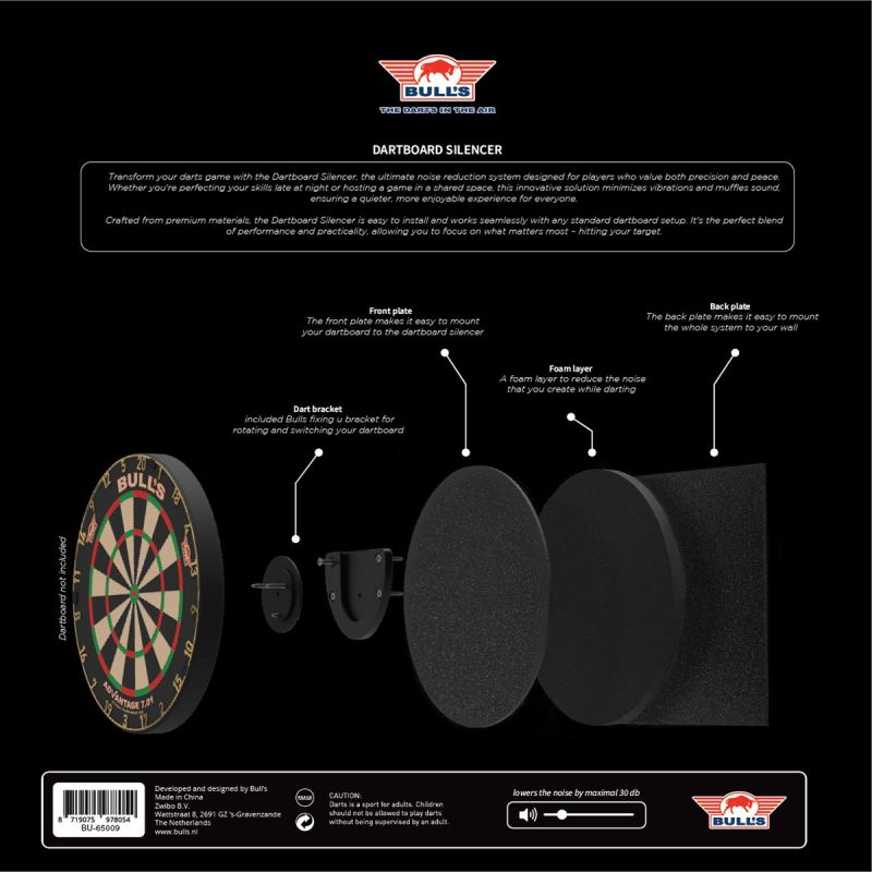 Bull´s Dartboard Silencer Schallschutz für Steeldartboards Steel Dartscheibe Schallschutz