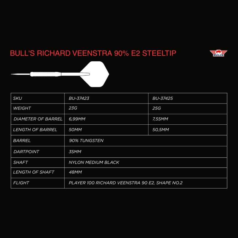 Bull´s Richard Veenstra E2 90% Steeldarts 25 Gramm Steeldarts