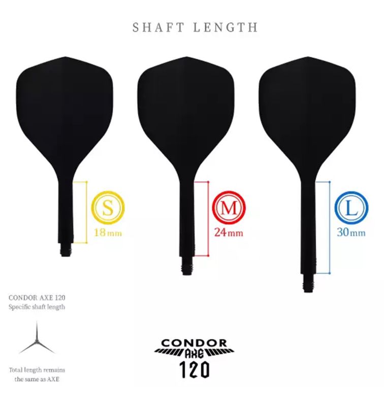 Condor Dart Flights Shafts AXE 120 Schwarz Standard No2 Flights