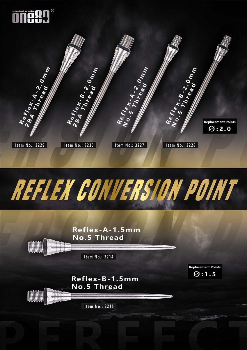 One80 Reflex Wechselspitzen No.5 und 2BA Gewinde Schraubspitzen Tips