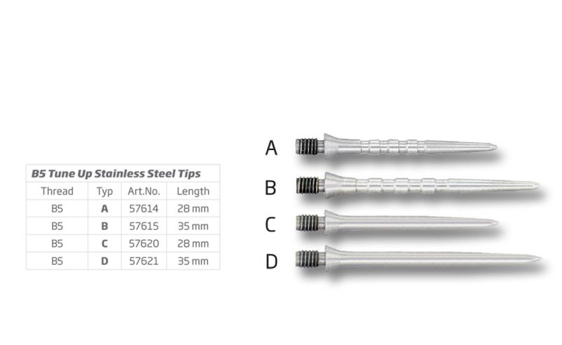 1 Satz BULL'S Stahlspitzen B5 Grip 35mm oder 28 mm Wechselspitzen
