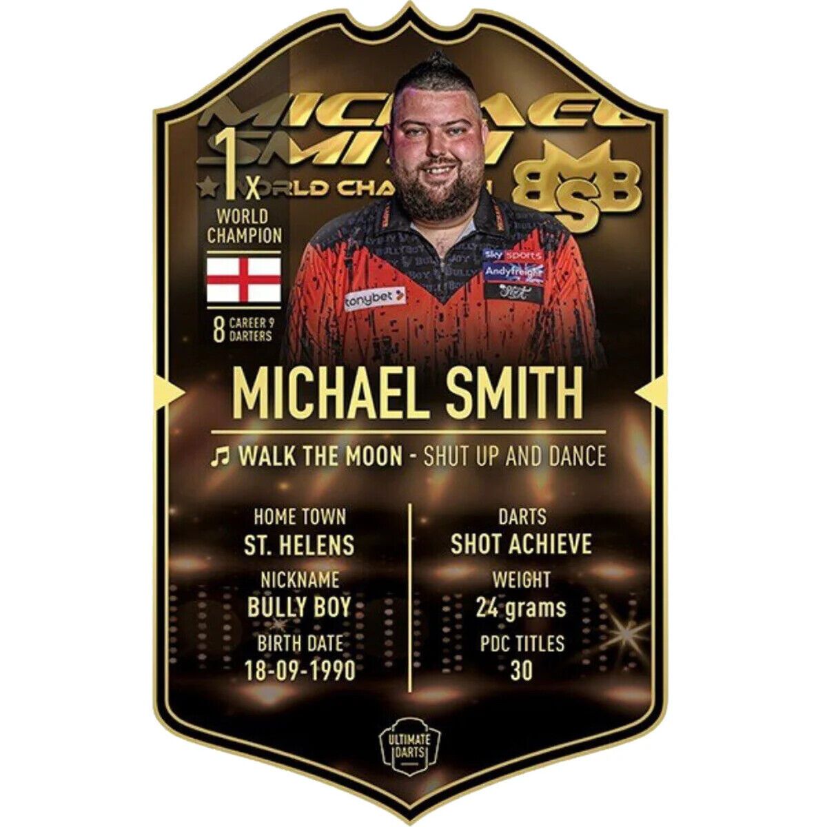 Ultimate Card Michael Smith Shot Dartspieler Karte 37 x 25 cm Fanshop