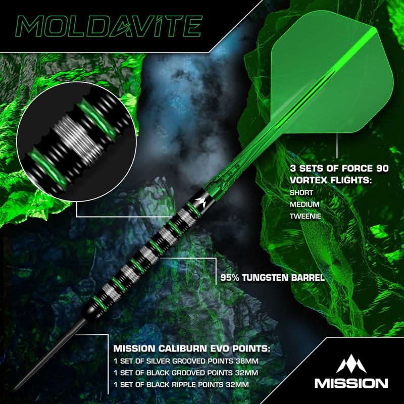 Mission Moldavite Black & Green 95% Steeldarts 23 Gramm Steeldarts