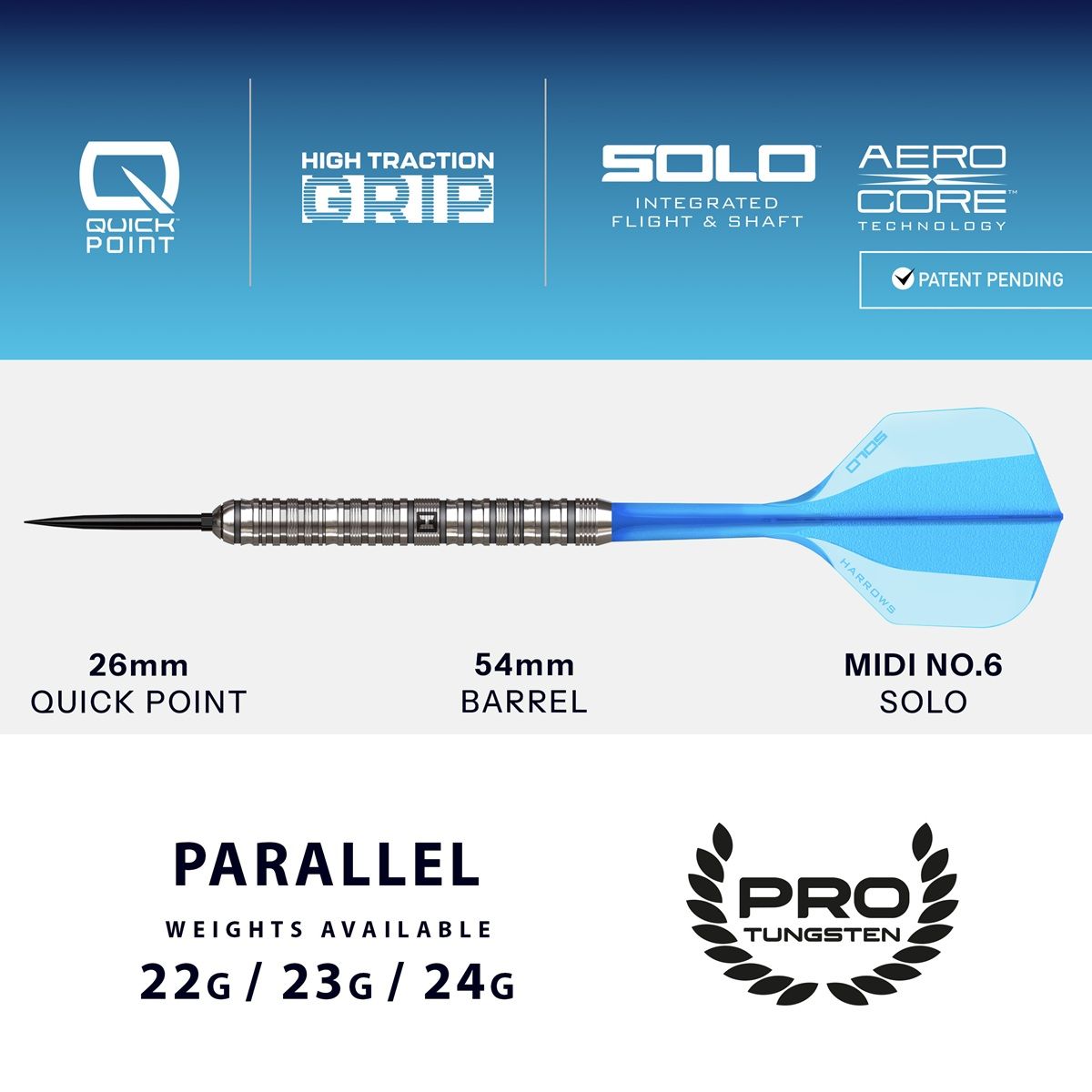 Harrows Flux Tungsten Pro Steeldarts 22/23/24 Gramm Steeldarts