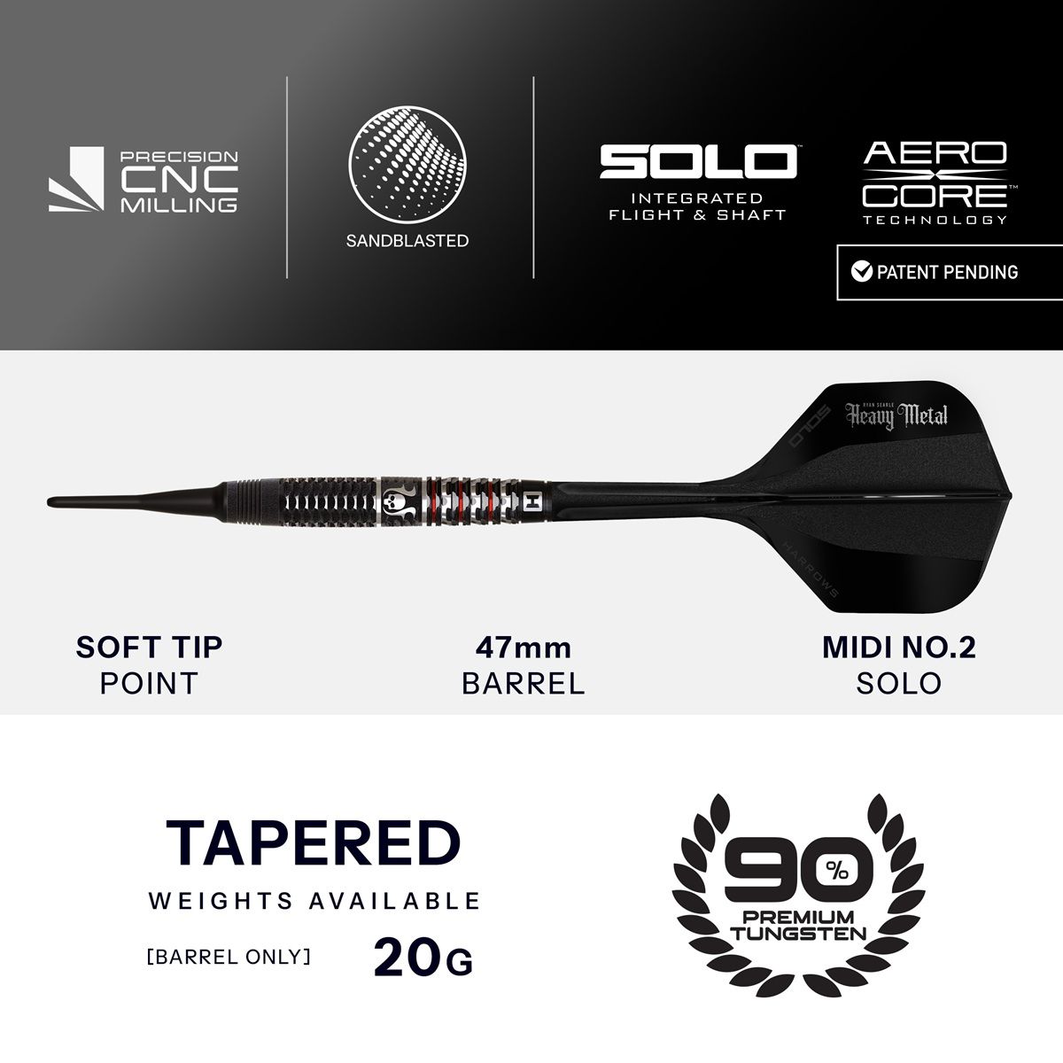 Harrows Ryan Searle GEO 90% Softdarts 20 Gramm Softdarts