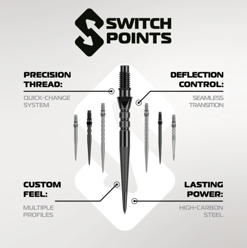 Winmau Switch Points Chain 26/30/40 mm Silber/Schwarz Wechselspitzen