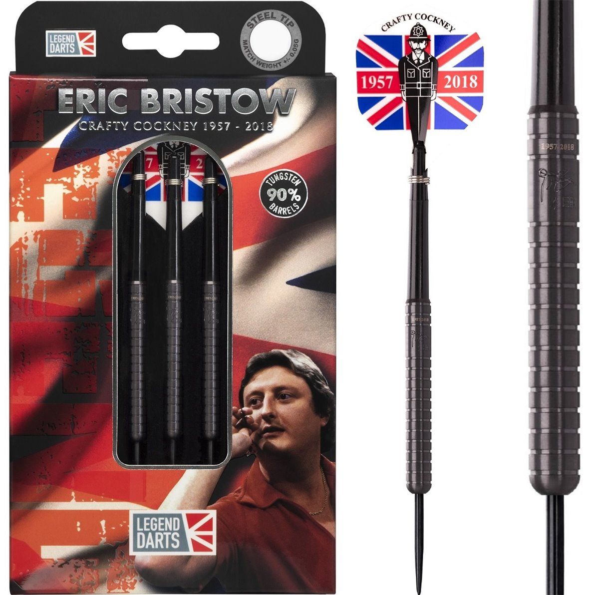 Erich Bristow Crafty Cockney Black Ringed Steeldarts 22/24/26 Gramm Steeldarts