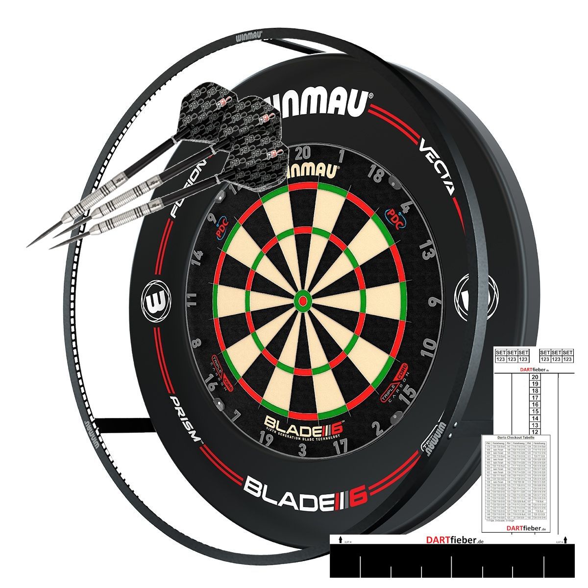 Mega Dart Set Plasma Schwarz Licht Surround TC Board Darts Boardzubehör