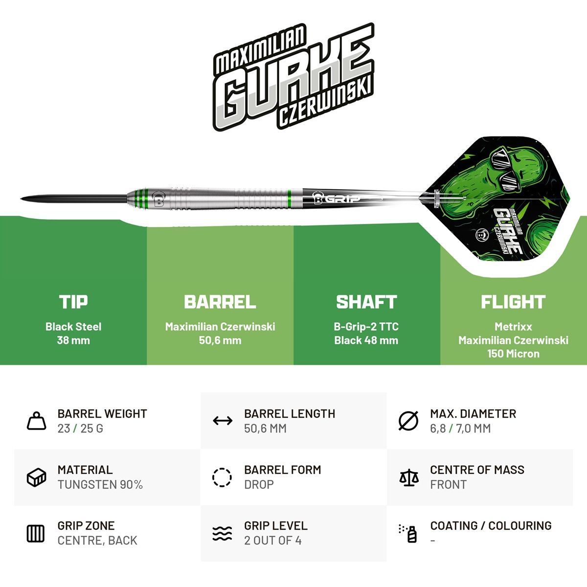 Bull´s Max Gurke Czerwinski 90% Steeldarts 23 Gramm Steeldarts