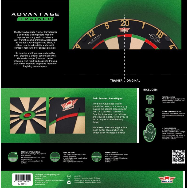 Bull's NL Gold Advantage 8 Trainer Board Dartboard Bristle Board