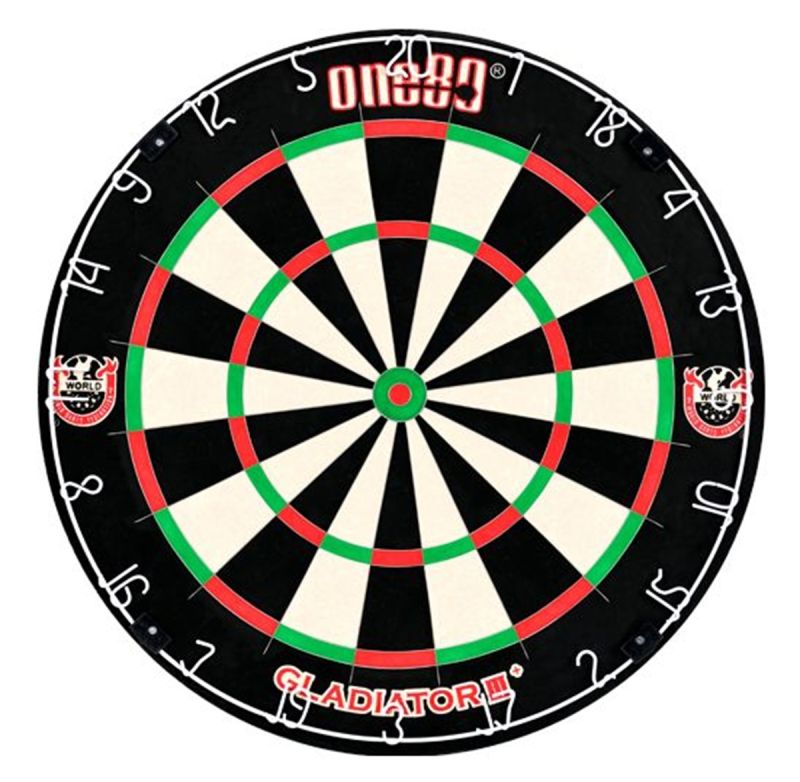 one80 Gladiator III Plus mit WDF Logo Steeldartboard inkl. Aufhängung Bristle Board Dartscheibe