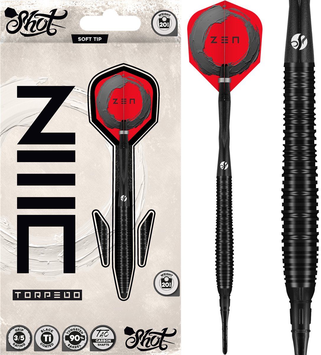 Shot! Zen Torpedo 90% Tungsten Softdarts 20 Gramm Softdarts