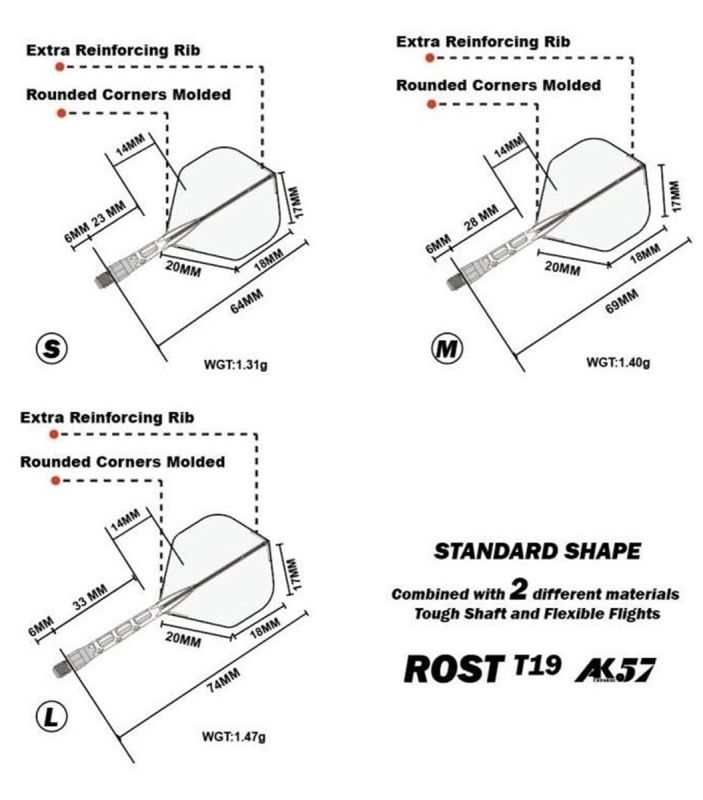 Cuesoul Dart Flight/Shaft ROST T19 Flight Grün/Transparent Small Standard Flights