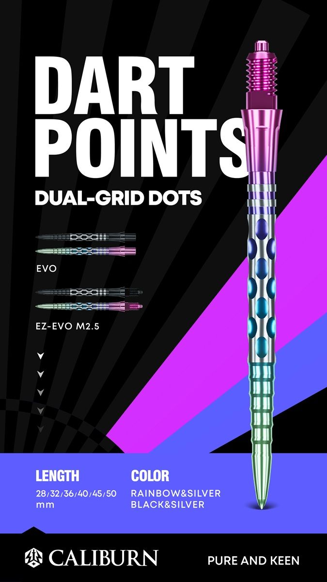 Caliburn EZ EVO Points Dual Grid Dots Rainbow 28/32/36/40/45/50 mm Wechselspitzen