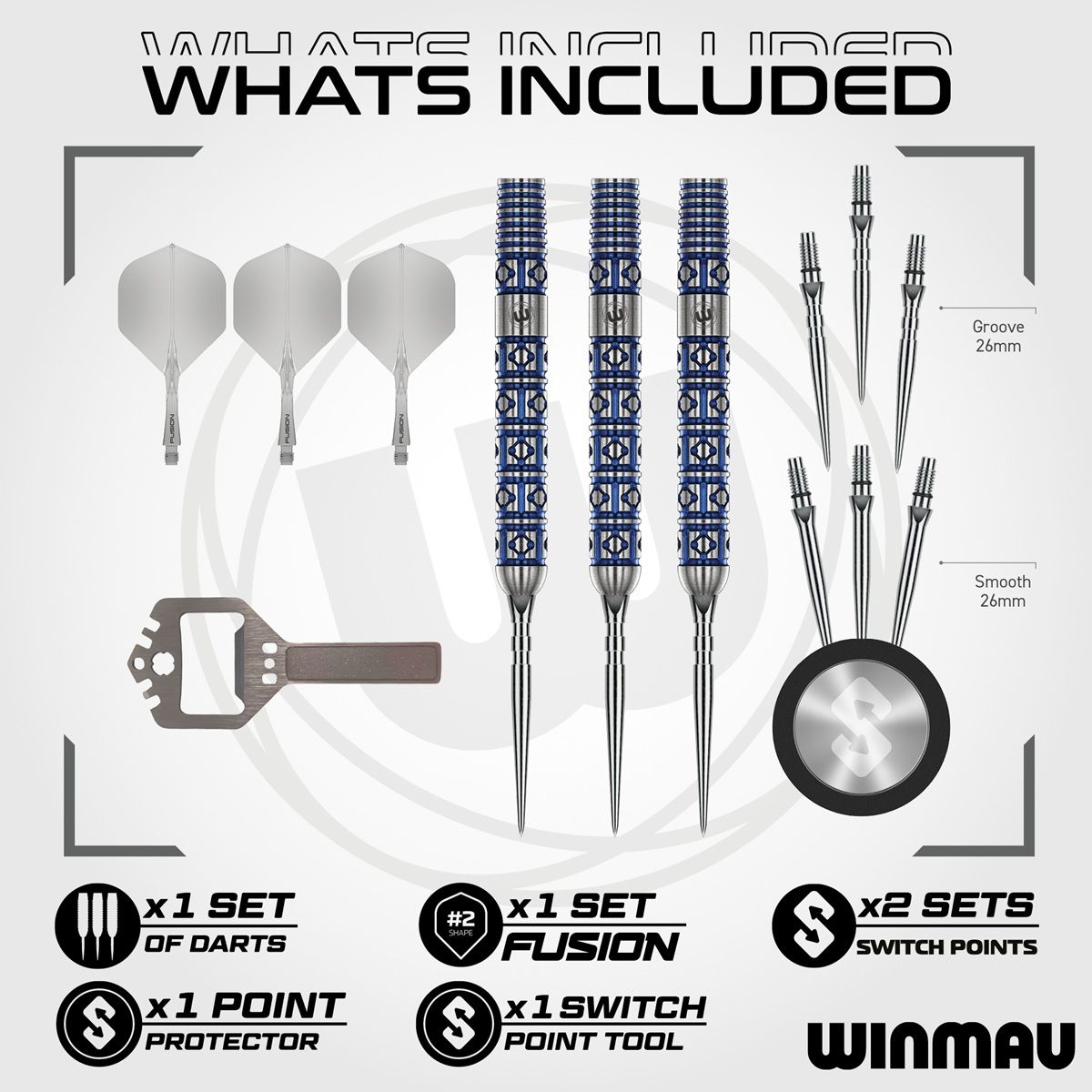 Winmau Lunaris Parallel Switch Point 90% Steeldarts 23/25 Gramm Steeldarts