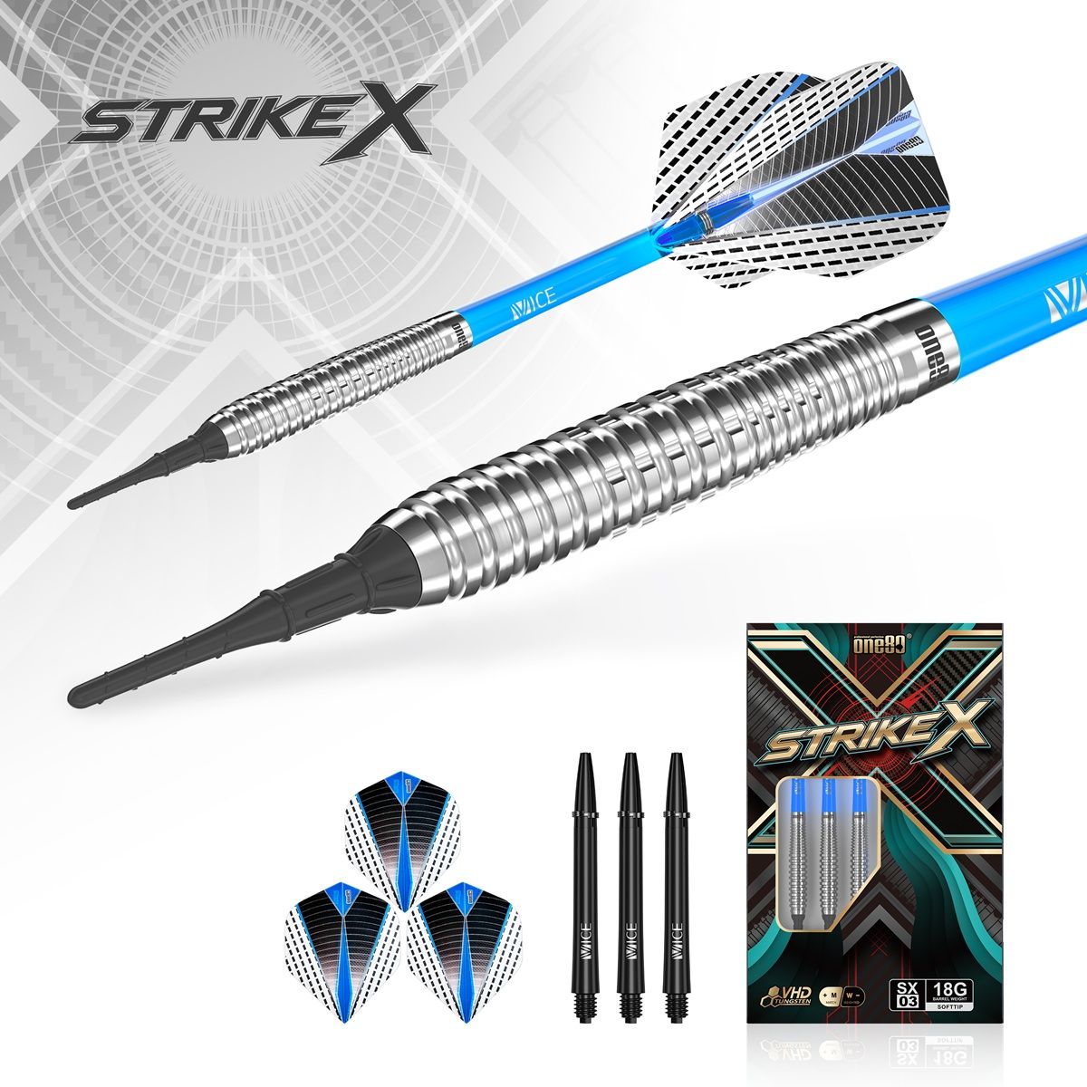 ONE80 Strike X SX03 90% Softdarts 18 Gramm Softdarts