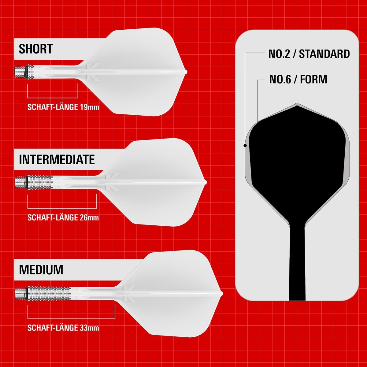 Target K-Shift Shaft/Flight System Shape No6 Shafts