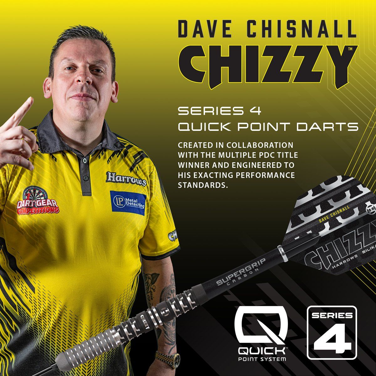 Harrows Dave Chizzy Chisnall G4 90% Quick Point Steeldarts 22/23/24/26 Gramm Steeldarts