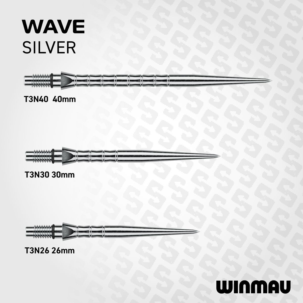 Winmau Switch Points Wave 26/30/40 mm Silber/Schwarz Wechselspitzen