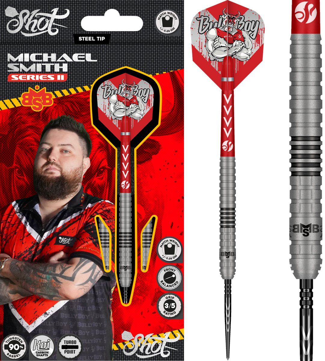 Shot! Michael Smith S2 TP 90% Steeldart 22/23/24/25 Gramm Steeldarts