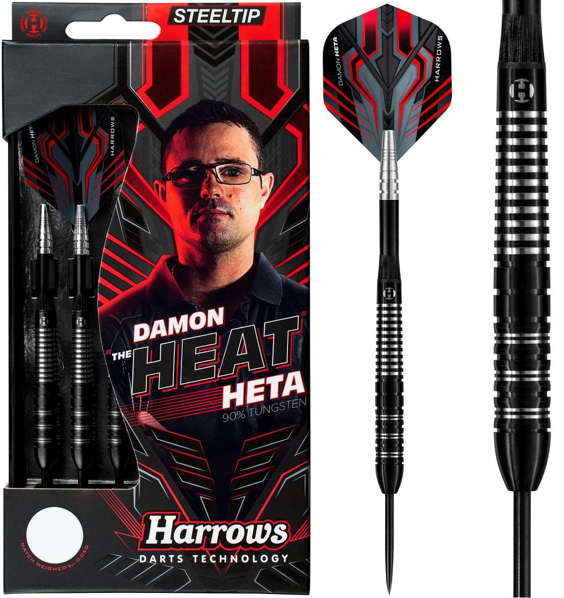 Harrows Damon Heta The Heat Steel Dart 90% 21/23/25g Steeldarts