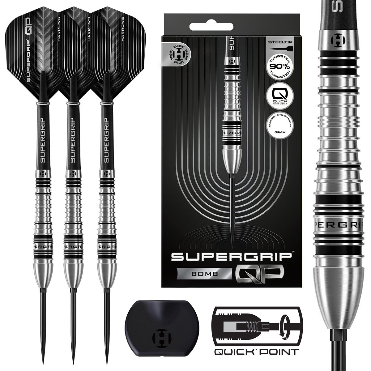Harrows Supergrip QP Bomb 90% Steeldarts 23/25 Gramm Steeldarts