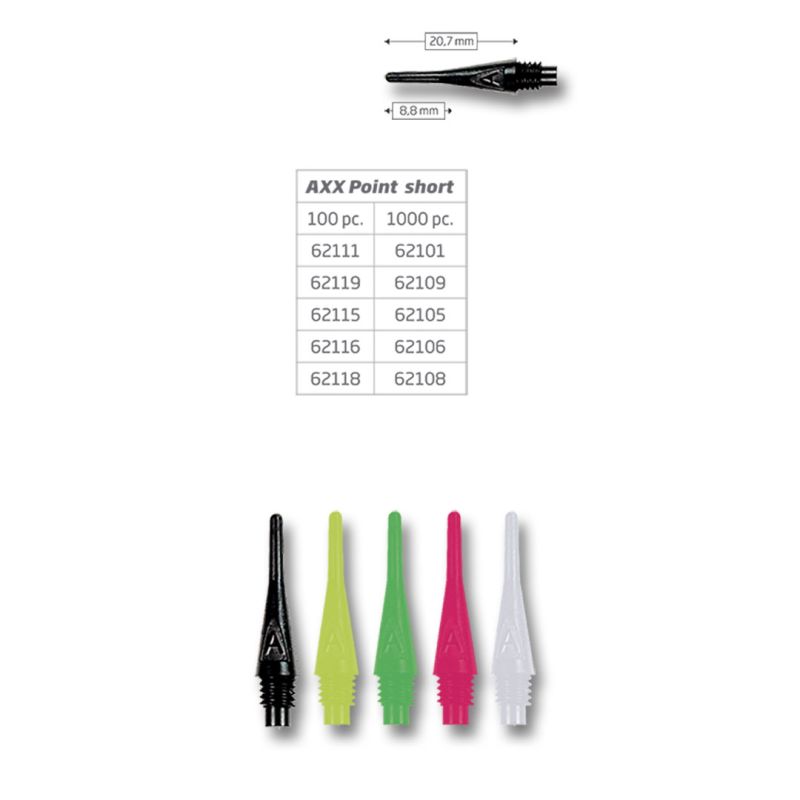 BEAZD Bull´s Axx Tips kurz 6mm 100 oder 1000 Stück Soft Dart Spitzen