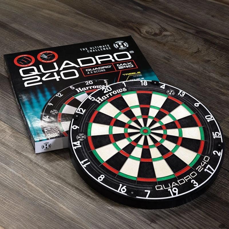 HARROWS Quadro 240 Dartboard Bristle Dart Board Steel Bristle Boards