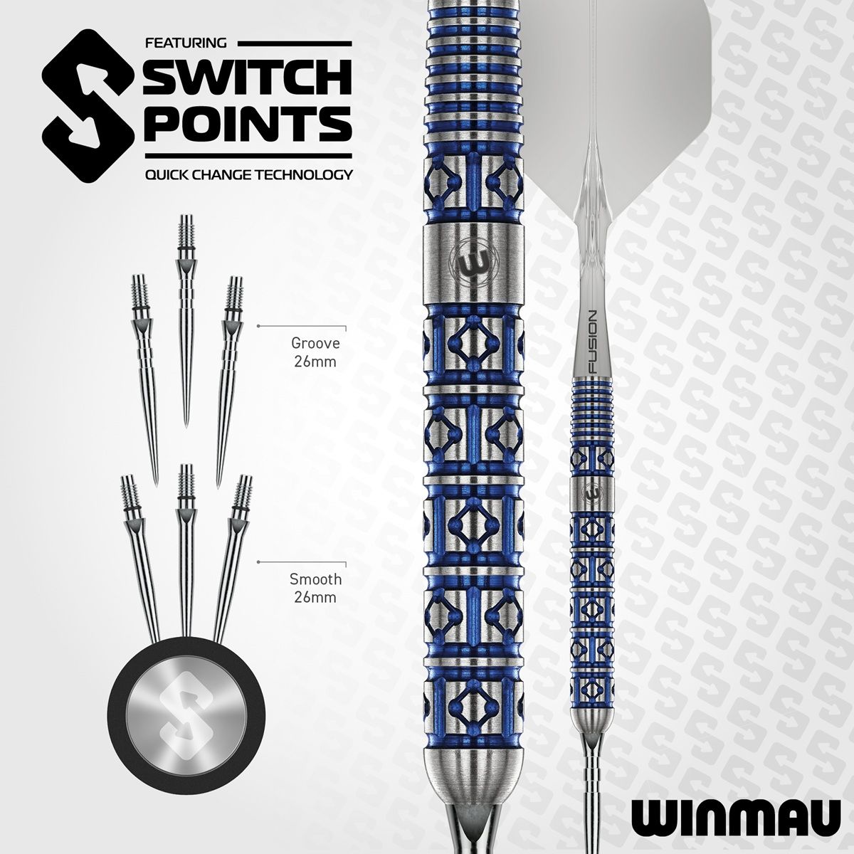 Winmau Lunaris Parallel Switch Point 90% Steeldarts 23/25 Gramm Steeldarts