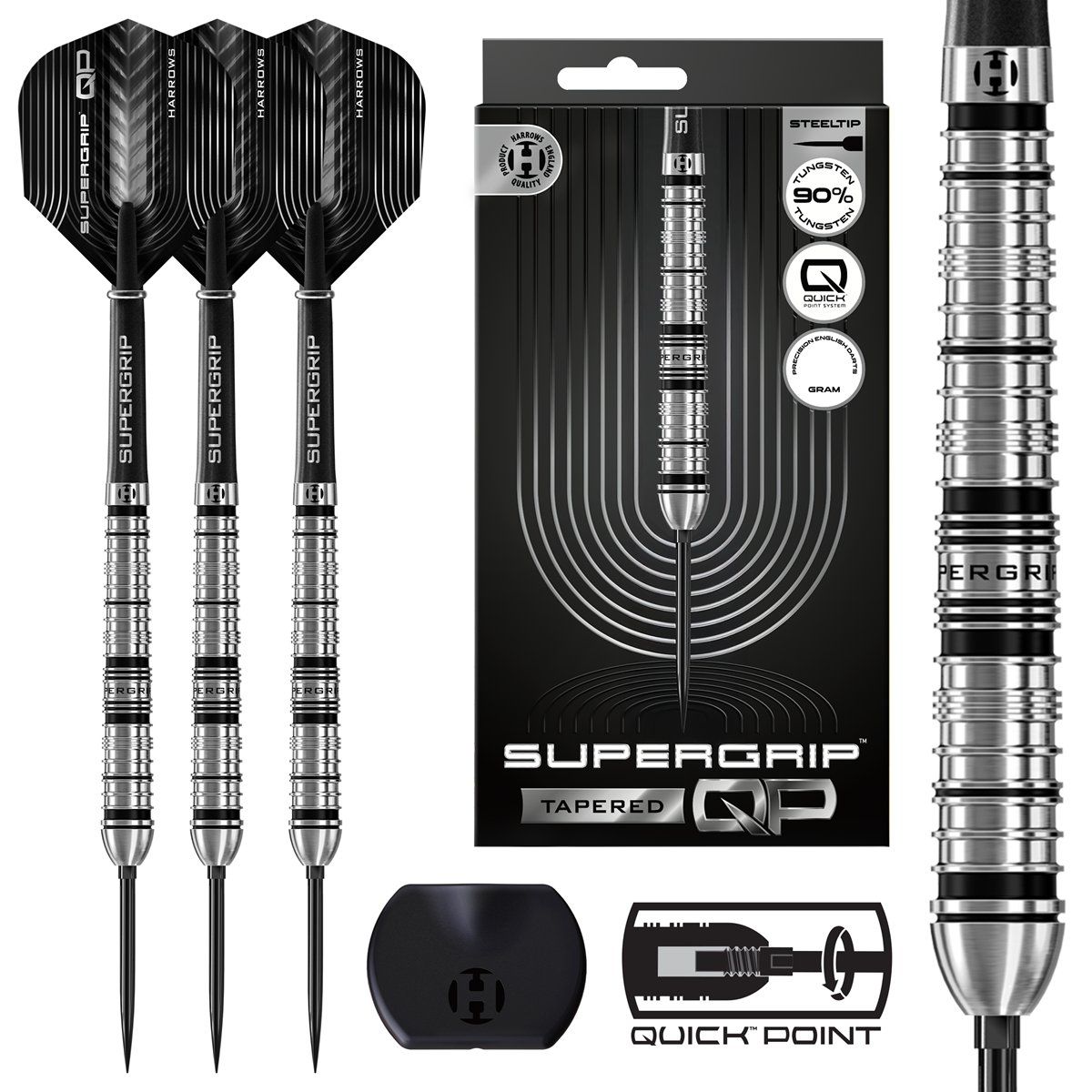 Harrows Supergrip QP Tapered 90% Quick Points Steeldarts 22/23/24/26/28/30 Gramm Steeldarts