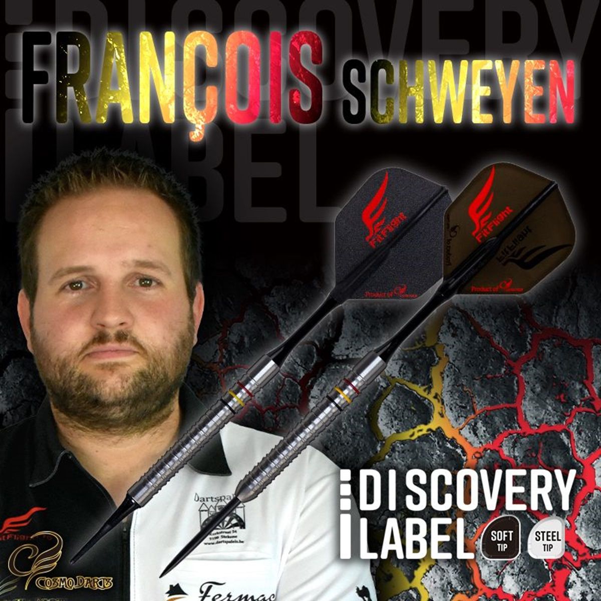 Cosmo Darts Discovery Label Francois Schweyen Steeldarts 22,5 Gramm Steeldarts
