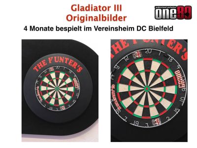 one80 Gladiator III Plus mit WDF Logo Steeldartboard inkl. Aufhängung Bristle Board Dartscheibe