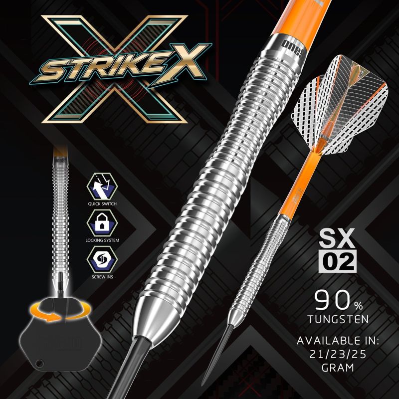 ONE80 Strike X SX02 90% Steeldarts 21/23/25 Gramm Steeldarts