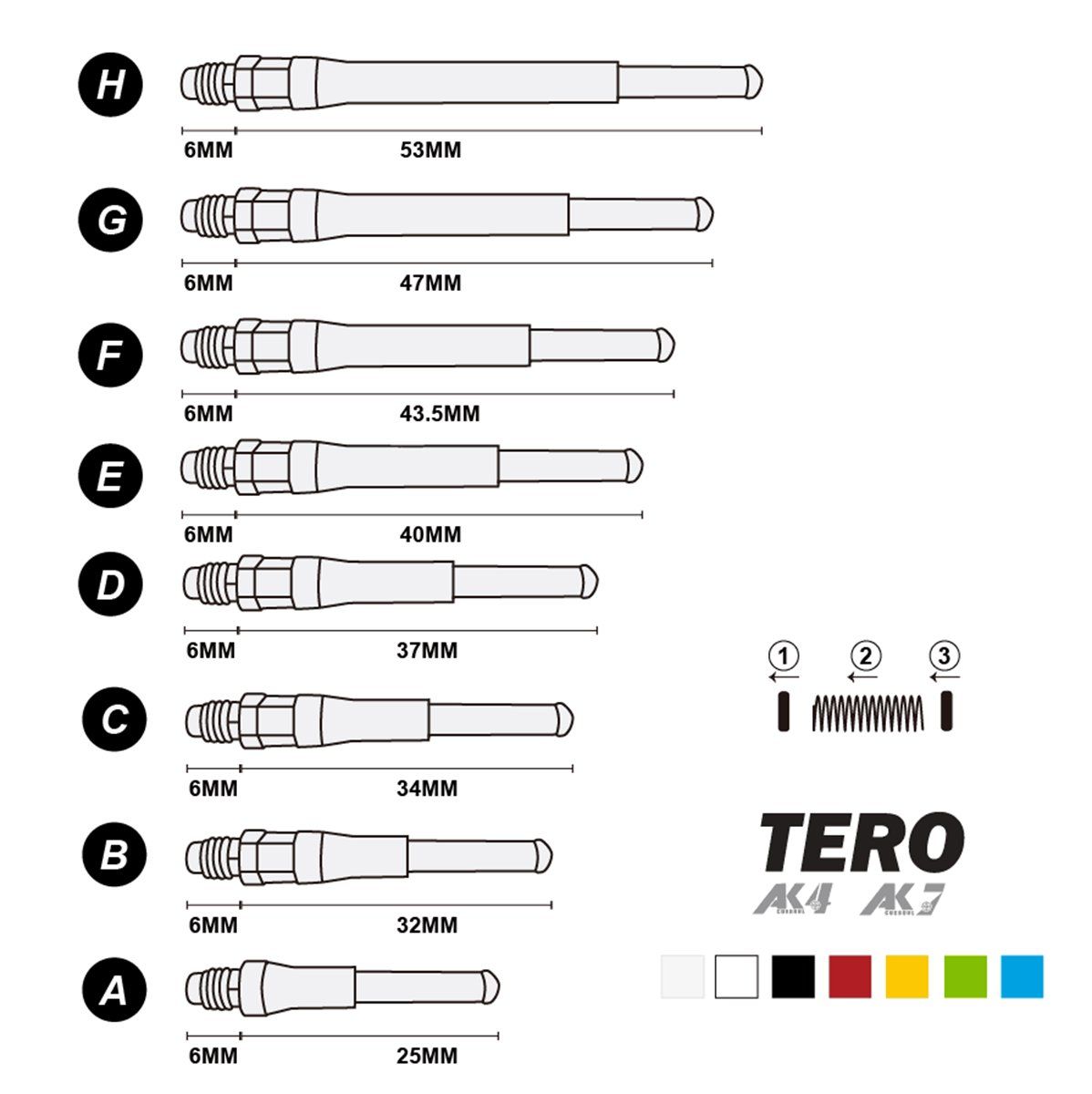 Cuesoul AK7 Tero Dart Shaft Weiß Shafts
