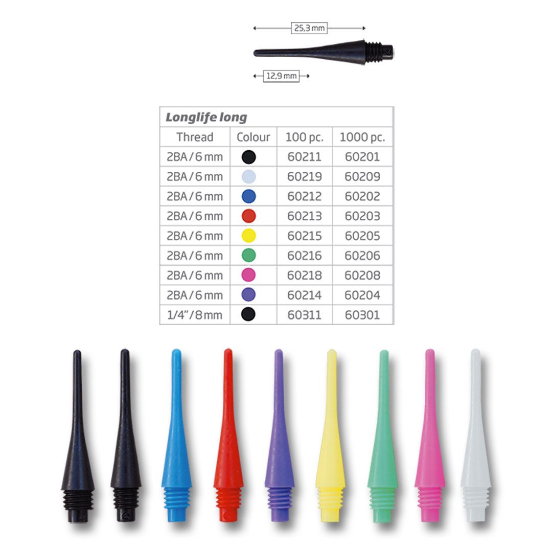 BEAZD Bull´s Longlife Tips 6 mm Kleingewinde Soft Dart Spitzen