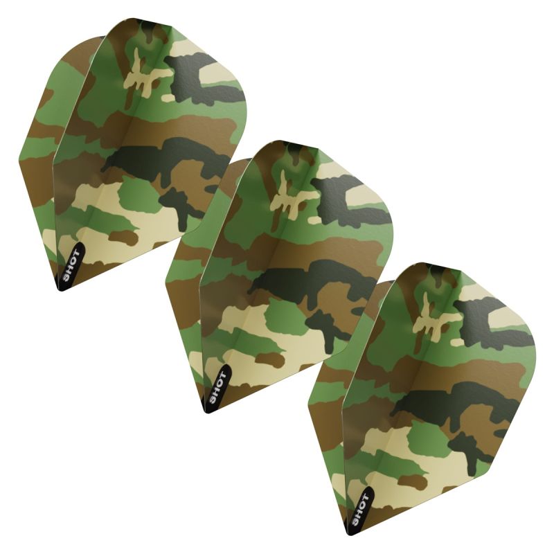 Shot! Woodlands Camo Green Flights No.6 Shape Flights