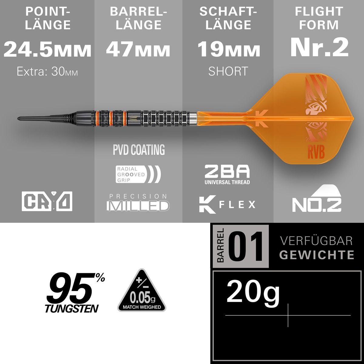 Target Raymond van Barneveld 95K 95% Softdarts 20 Gramm Softdarts