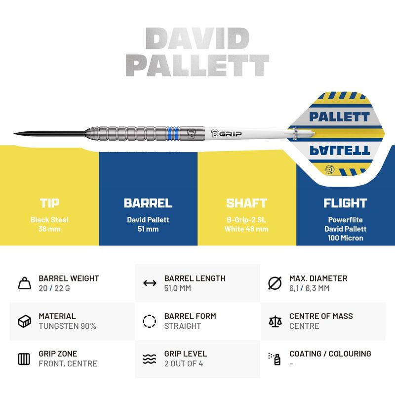 Bull´s David Pallett G3 90% Steeldarts 20/22 Gramm Steeldarts