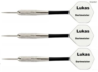 3 x Steel Dartpfeile Chrom Barrel + 10 Satz personalisierte Flights Geschenkidee Steeldarts