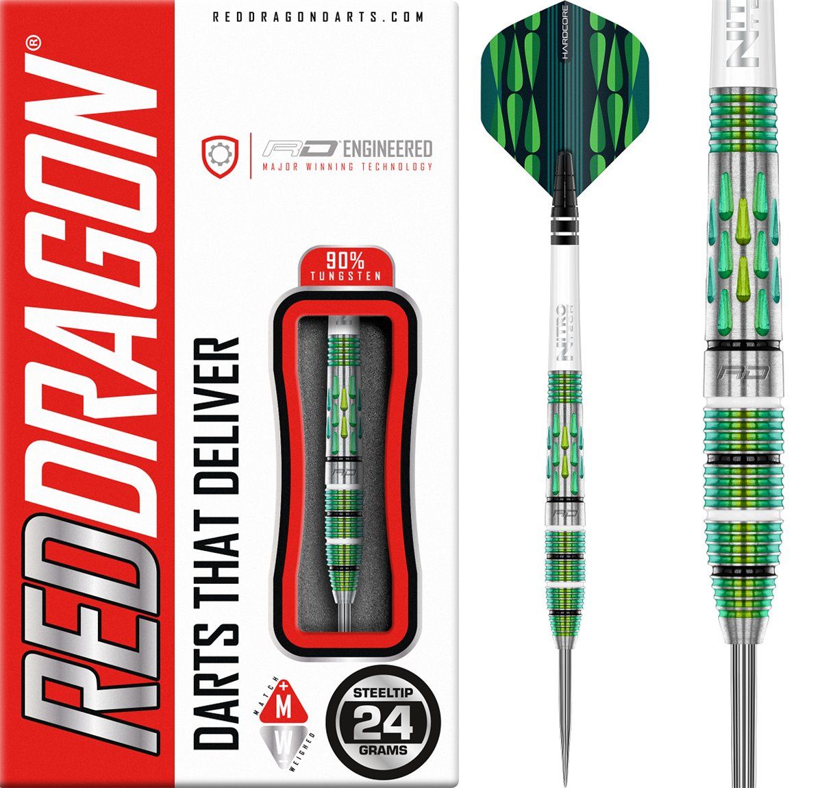 Reddragon Artura 2 Grün Steeldarts 24/26 Gramm Steeldarts