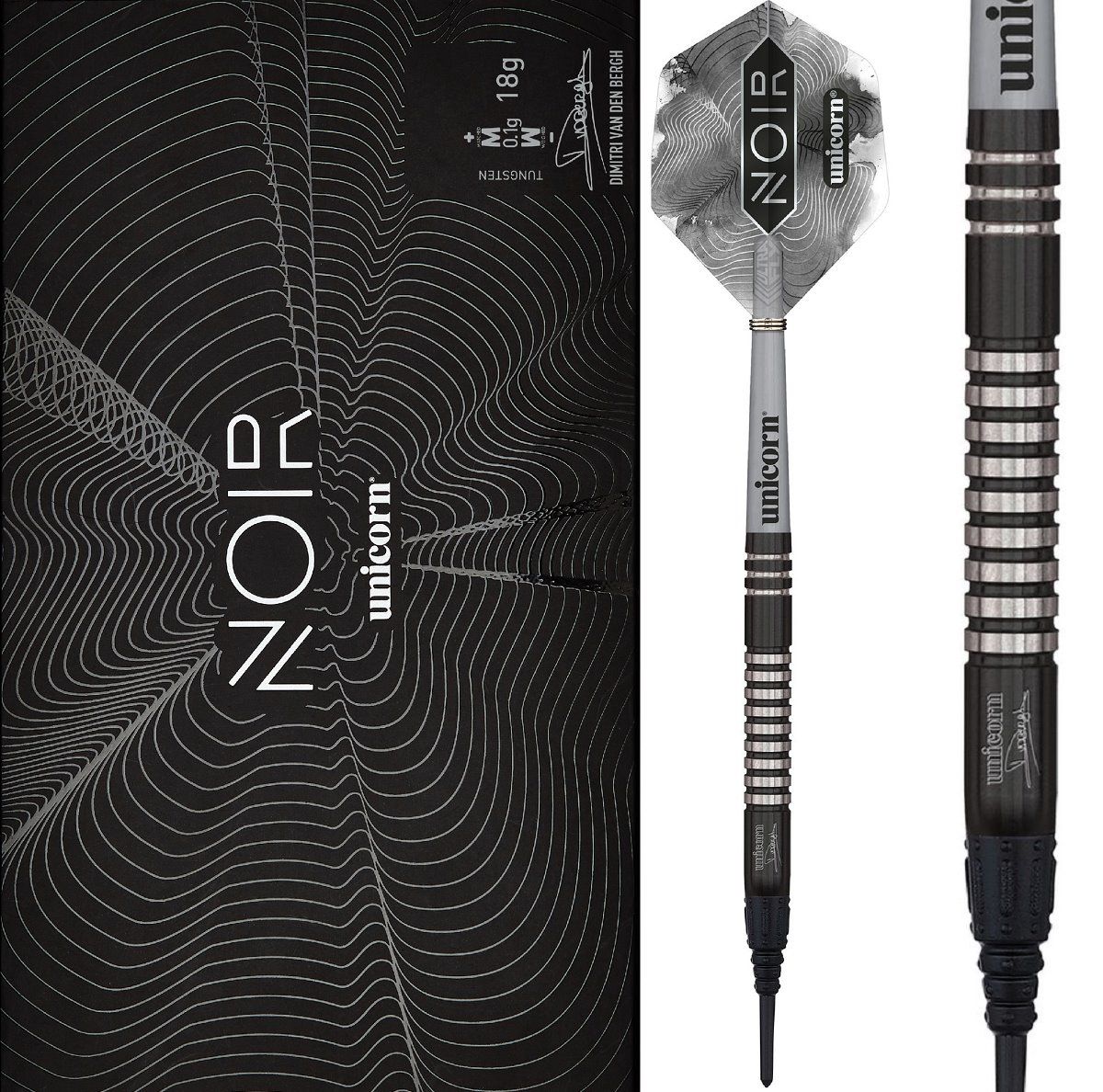 B-Ware Retoure Schlitz in Verpackung Unicorn Noir Dimitri van den Bergh 70% Softdart 18 Gramm E-Dart Softdarts