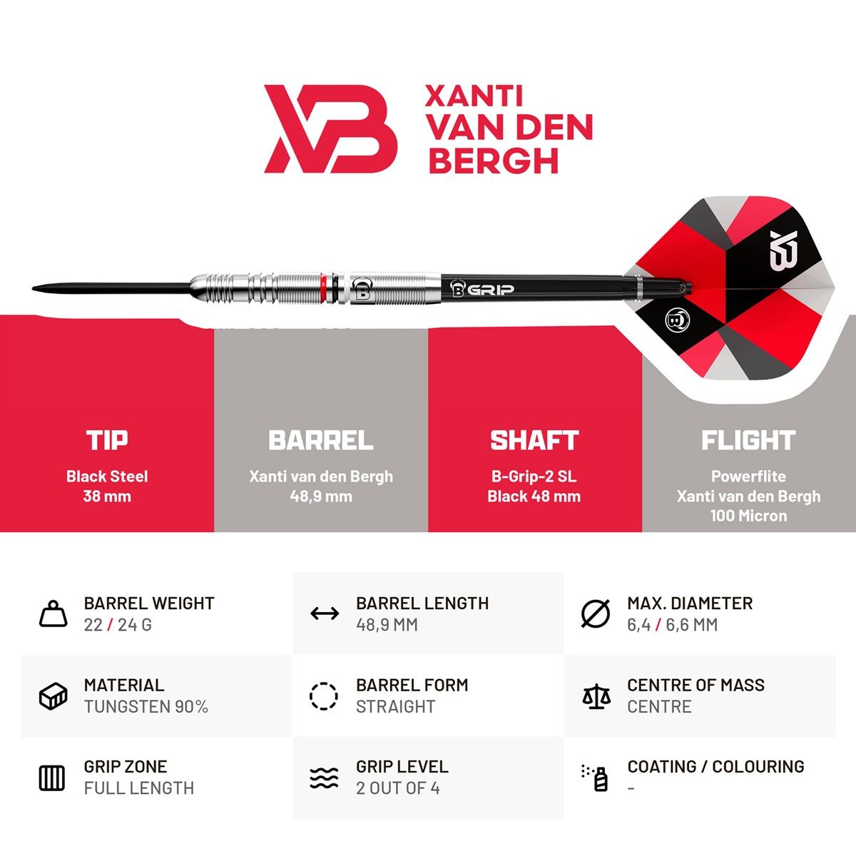 Bull´s Xanti Van den Bergh 90% Steeldarts 22 Gramm Steeldarts