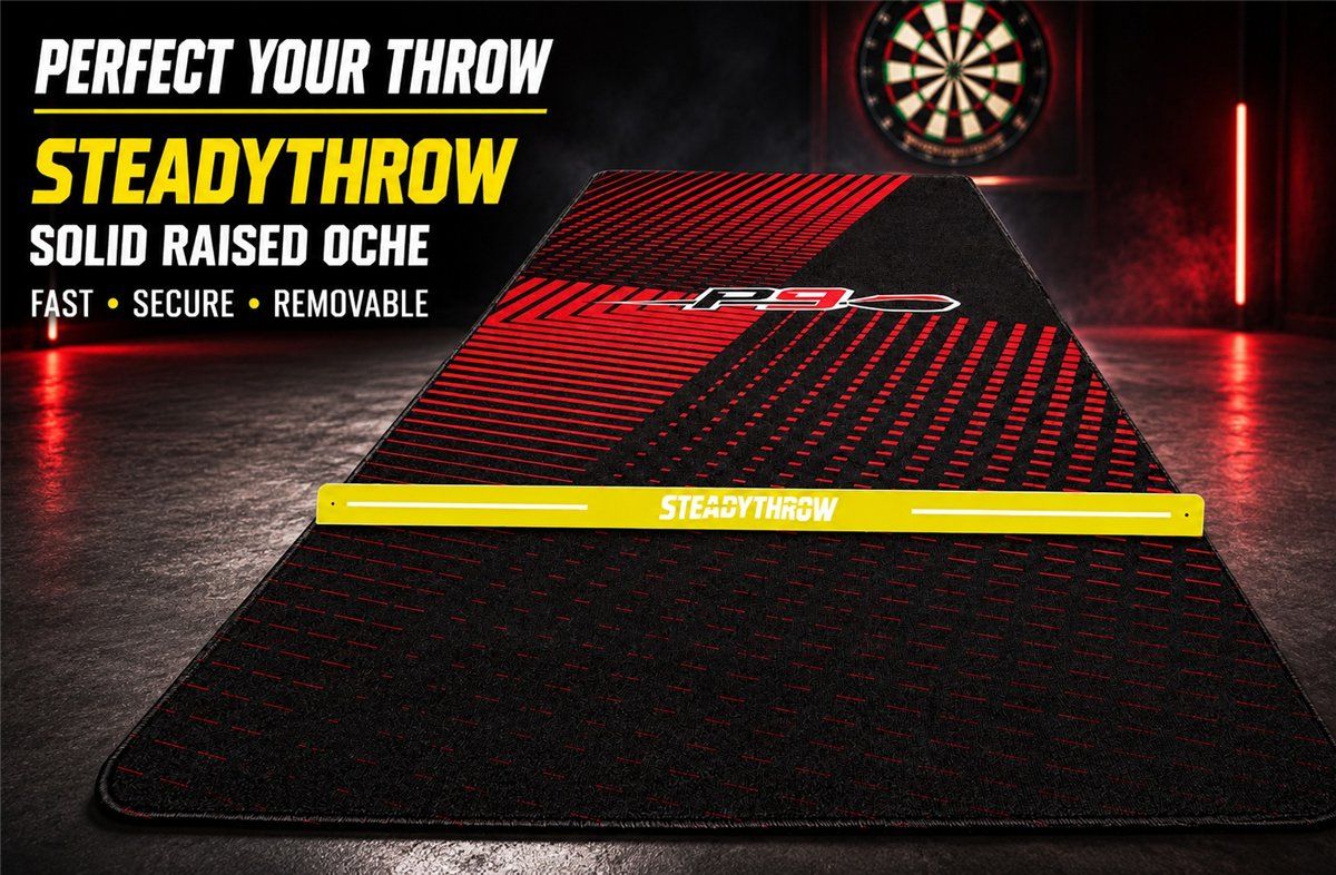 SteadyThrow Lite Oche mit Klettband für Dartteppiche von 60 bis 90 cm Breite Abwurflinie